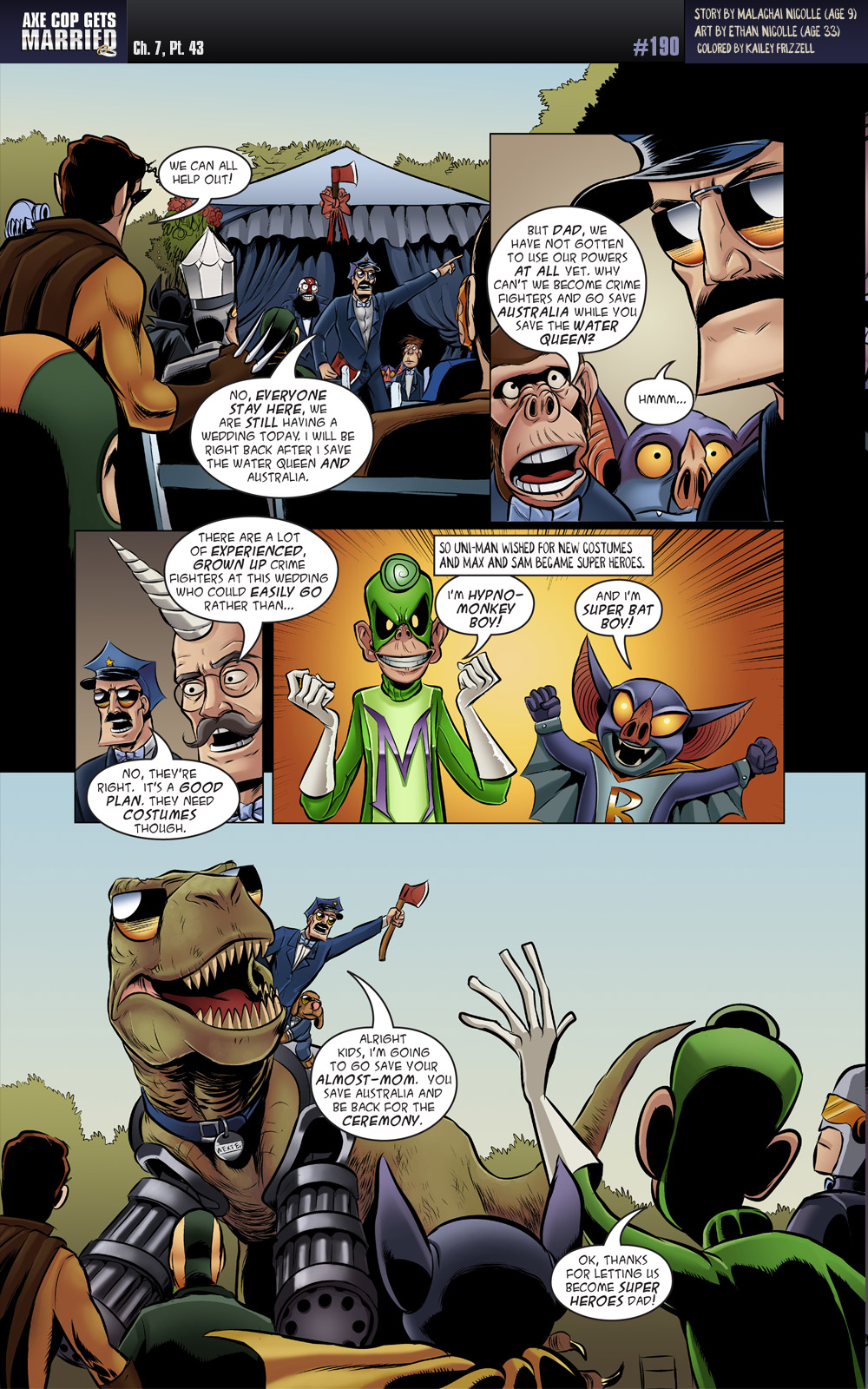 Wolver Man has not had a lot of lines in the Axe Cop series.  It's good to see him taking charge.  
